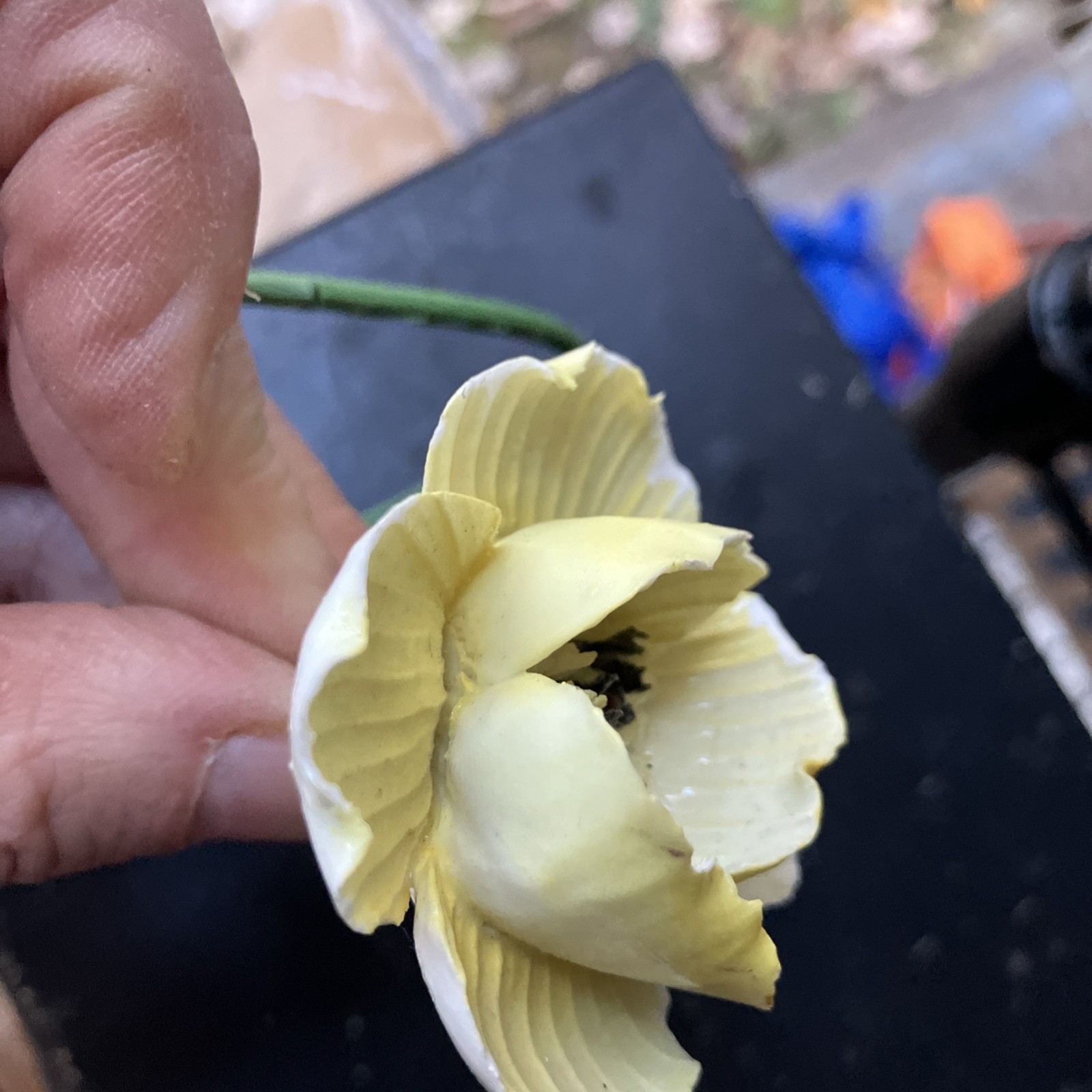 Flower Porcelain Yellow Long Plastic Stem
