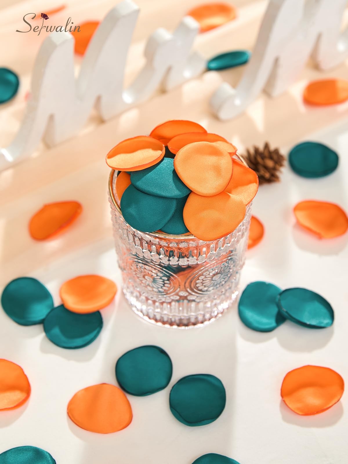 300 PCS Green Orange Silk Artificial Rose Fake Flower Petals Wedding Decor