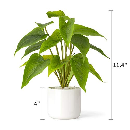 Fake Plants in Ceramic Pot, 11″ Potted Artificial Plants for Home Decor