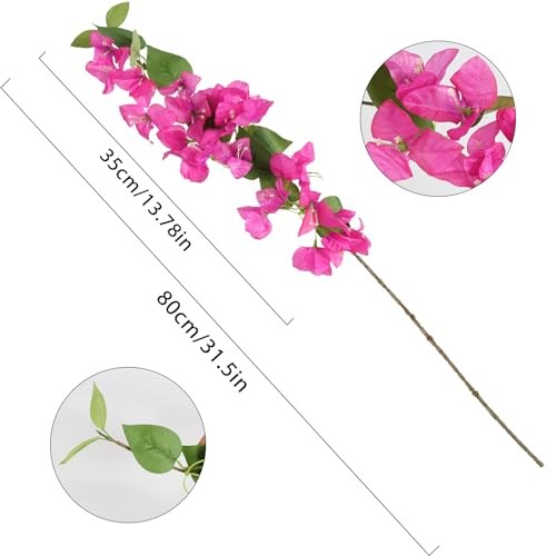 12PCS Bougainvillea Artificial Flowers 31.50″ Long Stem Fake Silk Deep Pink