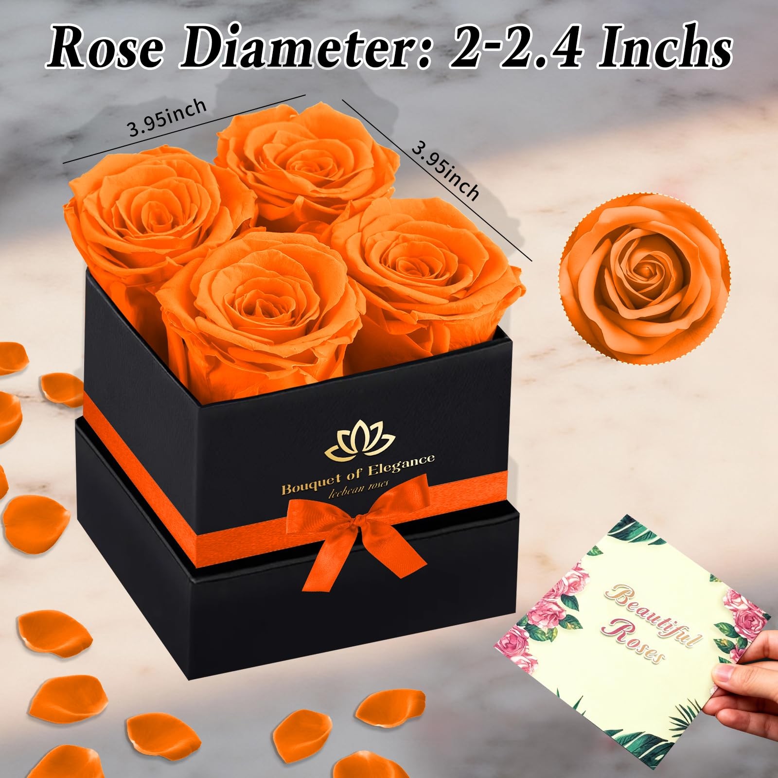 Orange Real Preserved Roses In A Box Forever Flower Gifts For Mother Women