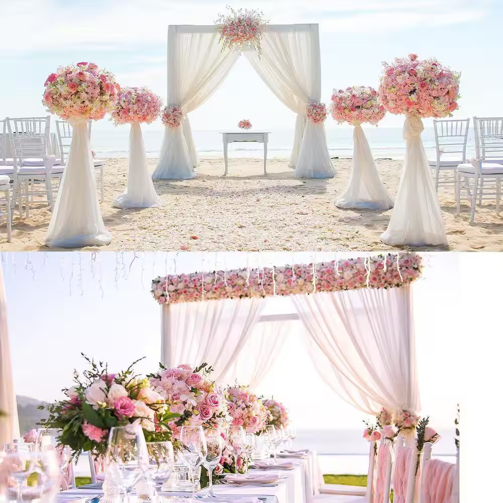 5 In. Pink Artificial Cherry Blossom Flower with Hanging Silk Garland for Home,
