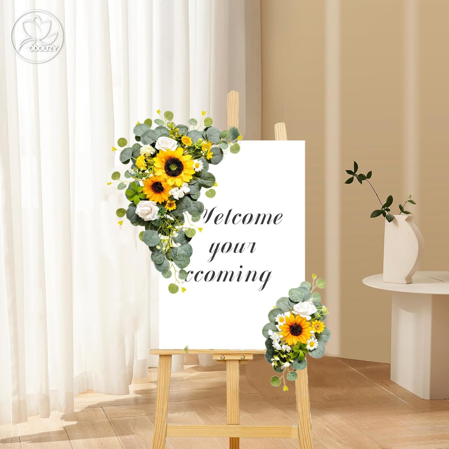 Odouzy Artificial Wedding Arch Flowers for Wedding Sign,Set of 2 for Welcome …