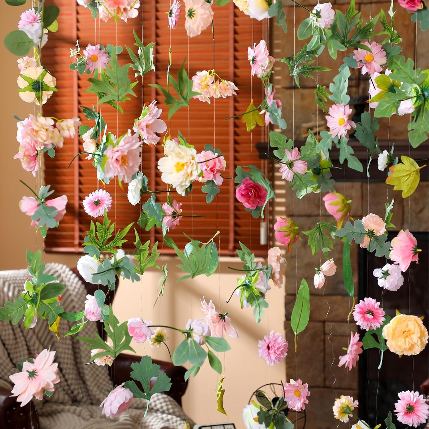 6 Pcs 35.4 ft Flower Garlands Artificial Wildflower Vines Floral Hanging