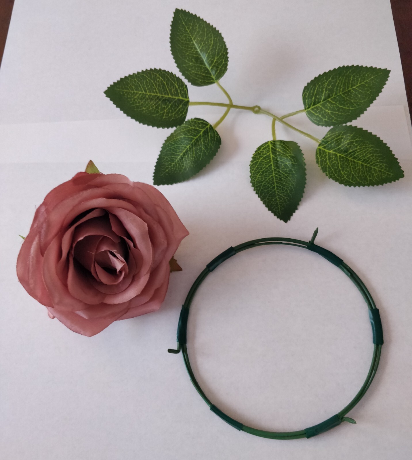 NEVISI Dusty Rose Artificial Silk Flowers Roses 5 Hand Made Centerpiece Rings