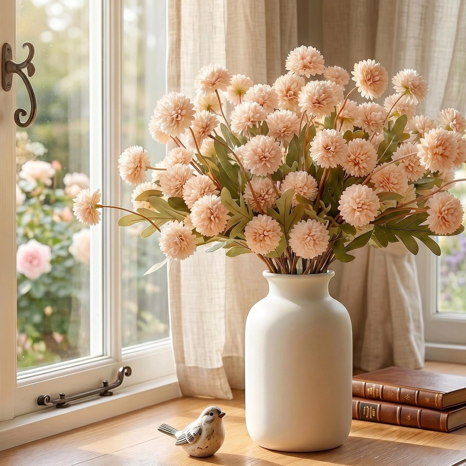 12Pcs Faux Silk Pompon Mum Artificial Flowers for Vase,Artificial Silk Chrysa…