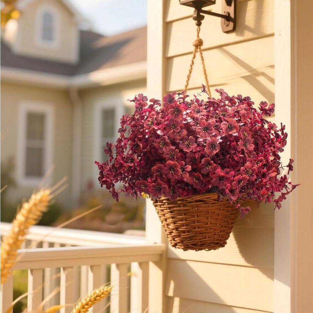 13.5 In. Wine Red Indoor/Outdoor Artificial Daisy Flower 16-Bundles