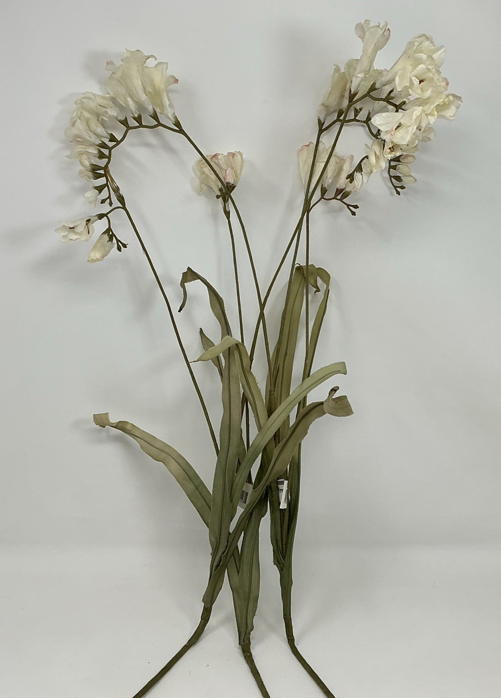 Freesia Spray Floral Pick 30” Long White w Pink Ends 3 Picks Vase Filler NOS