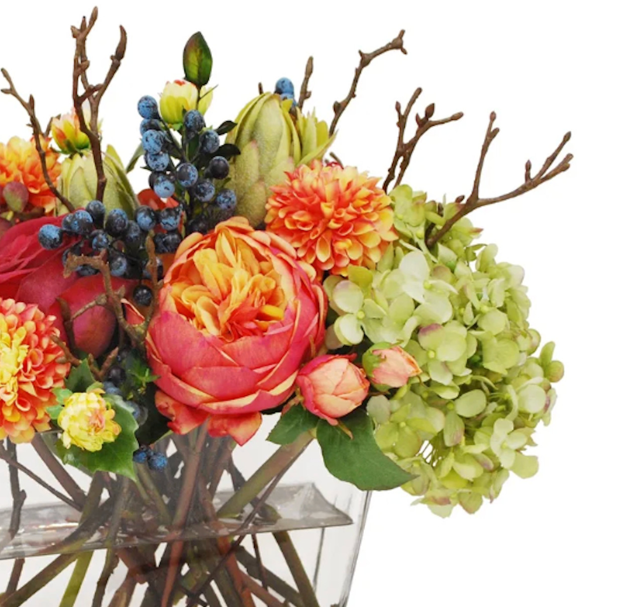 Winward Rose & Hydrangea Highest Quality Silk Floral in faux water arrangement