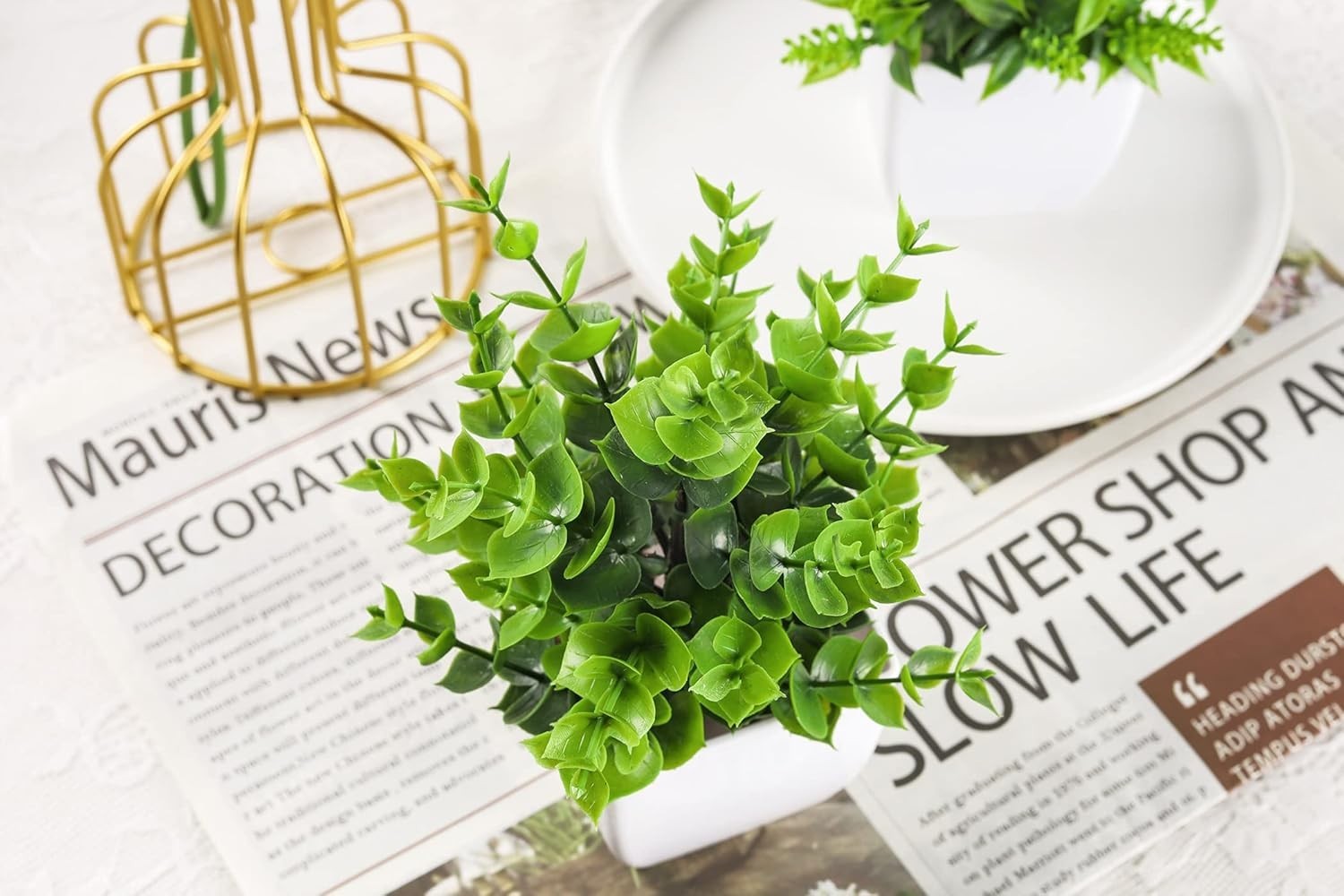 Versatile 4 Pack of Artificial Potted Plants for Bathroom, Office & Living Room