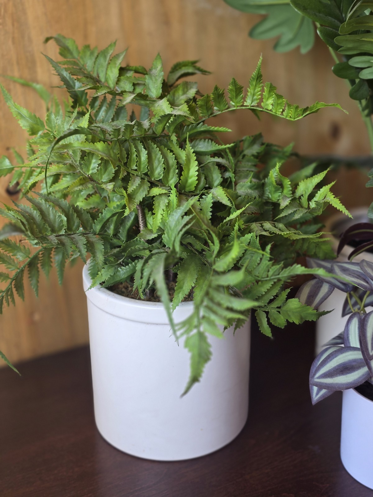 Bundle Deal: Faux Plants Set with TwoMetal Plant Stands – Excellent Condition!