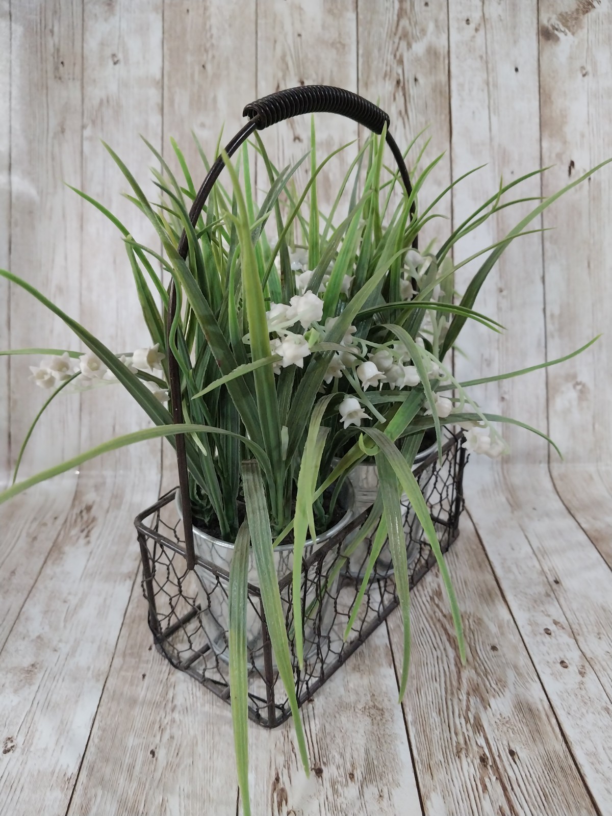 New! Faux Artificial Plant Wire Basket Pots Fake Greenery Home Decor Plants