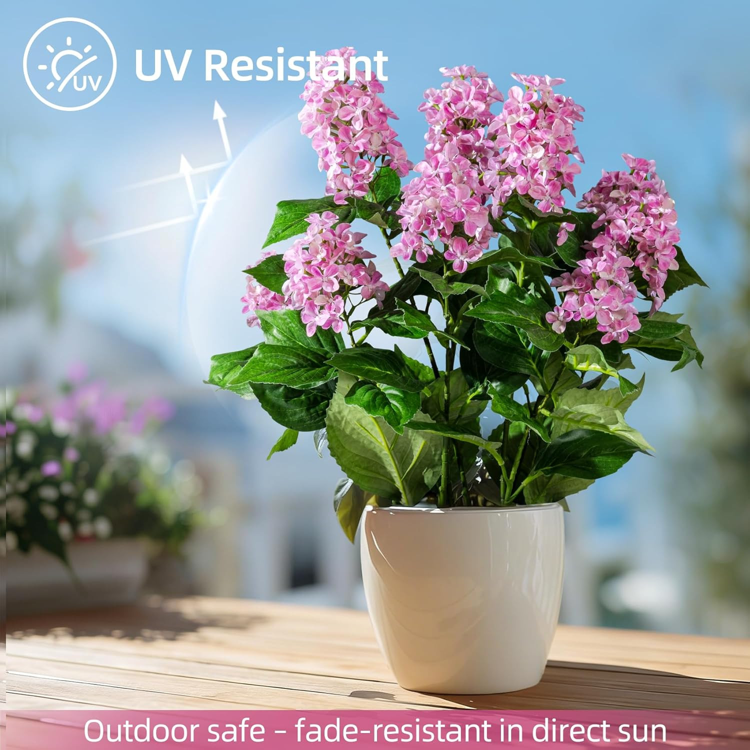 2 Pack Large Artificial Hydrangea Plants UV Resistant Fake Plastic Plantas Flowe