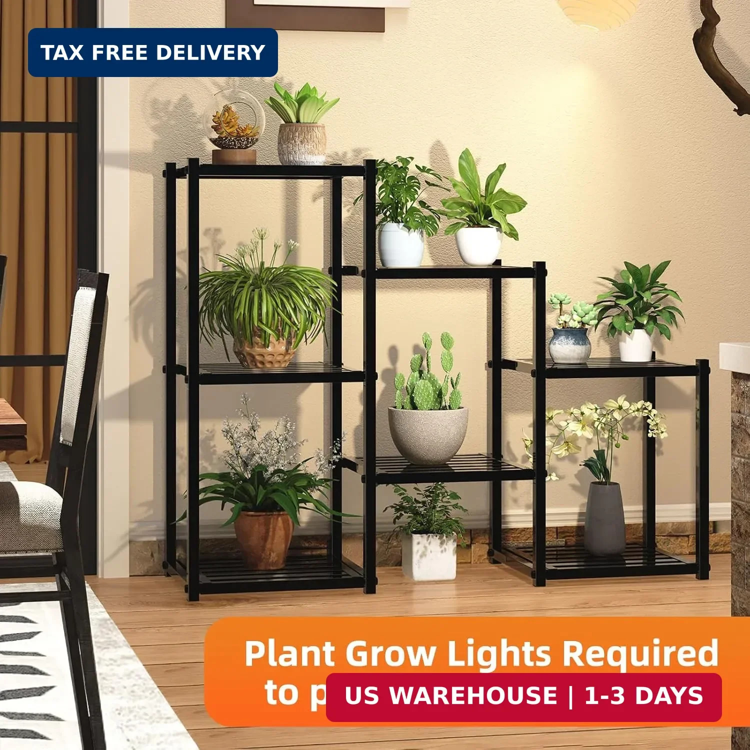 Simple Trending Plant Stand Indoor Outdoor, Heavy Duty Metal Waterproof 7 Tiered