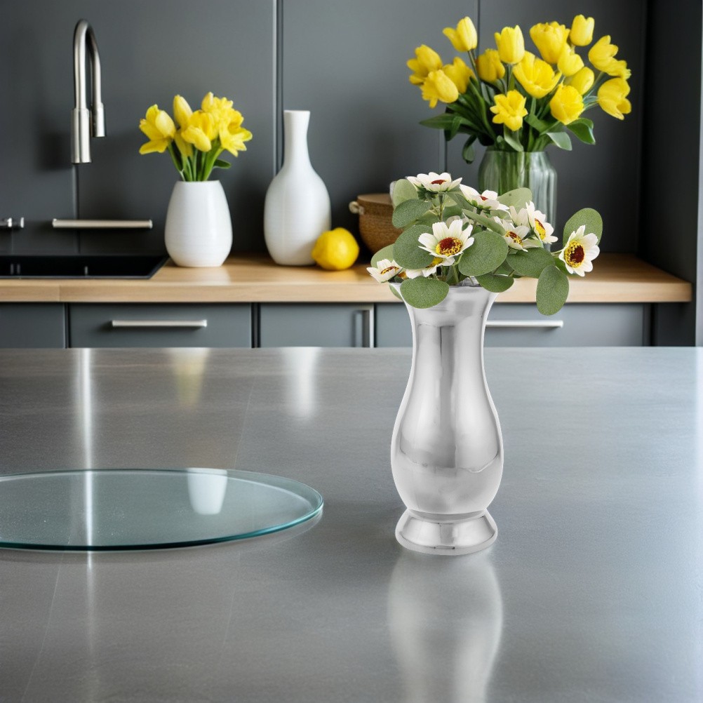 Stainless Steel Vase: Decorative Flower Container – Minimalist Desktop Vase For