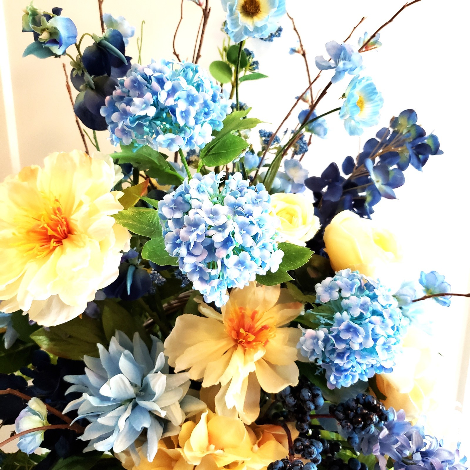 Extra Large Spring Floral Arrangement, 33 Inch Tall Arrangement, Sunroom Decor