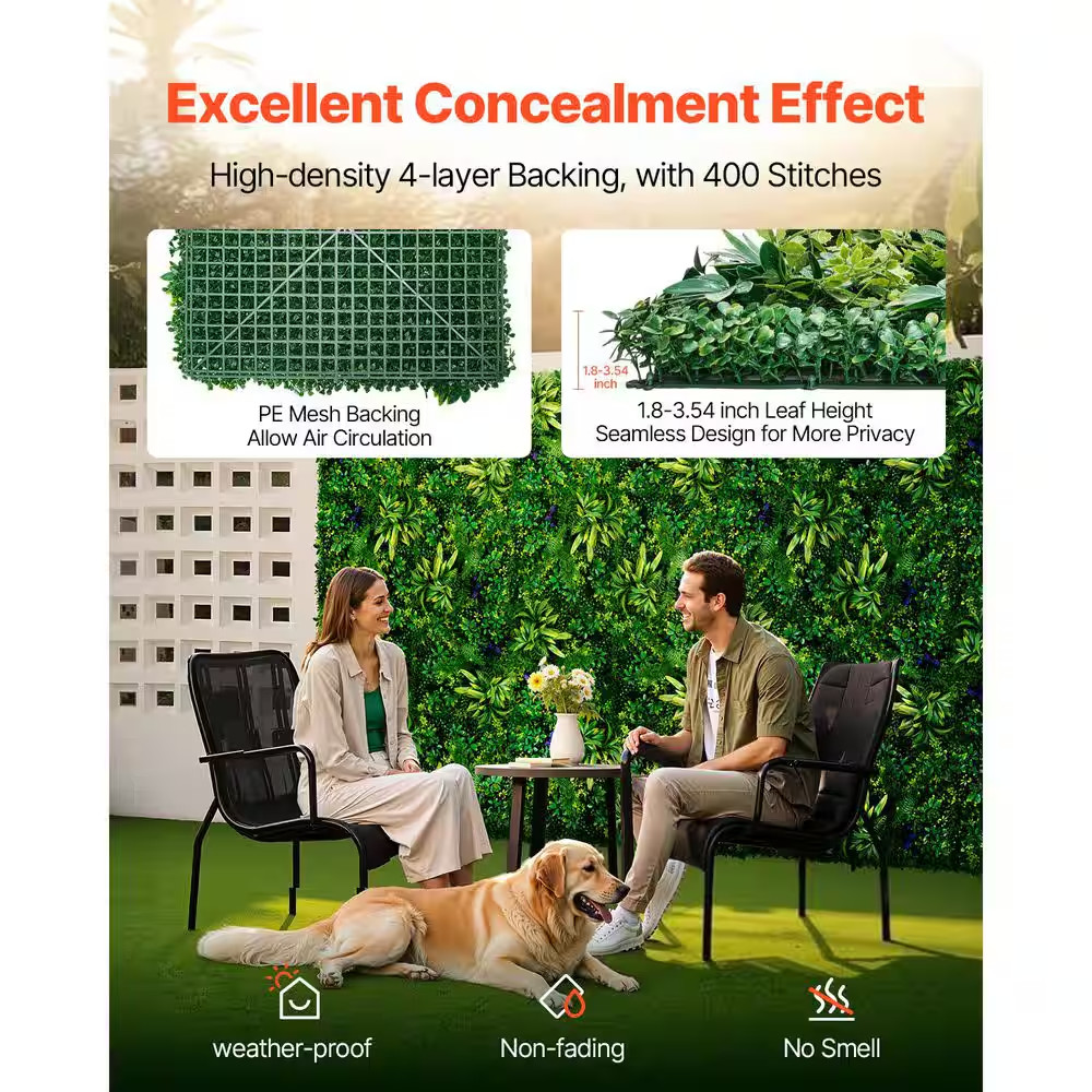 Artificial Grass Wall Panels, 12-Pcs 20 X 20 In. 3D Boxwood Panel for Green Deco