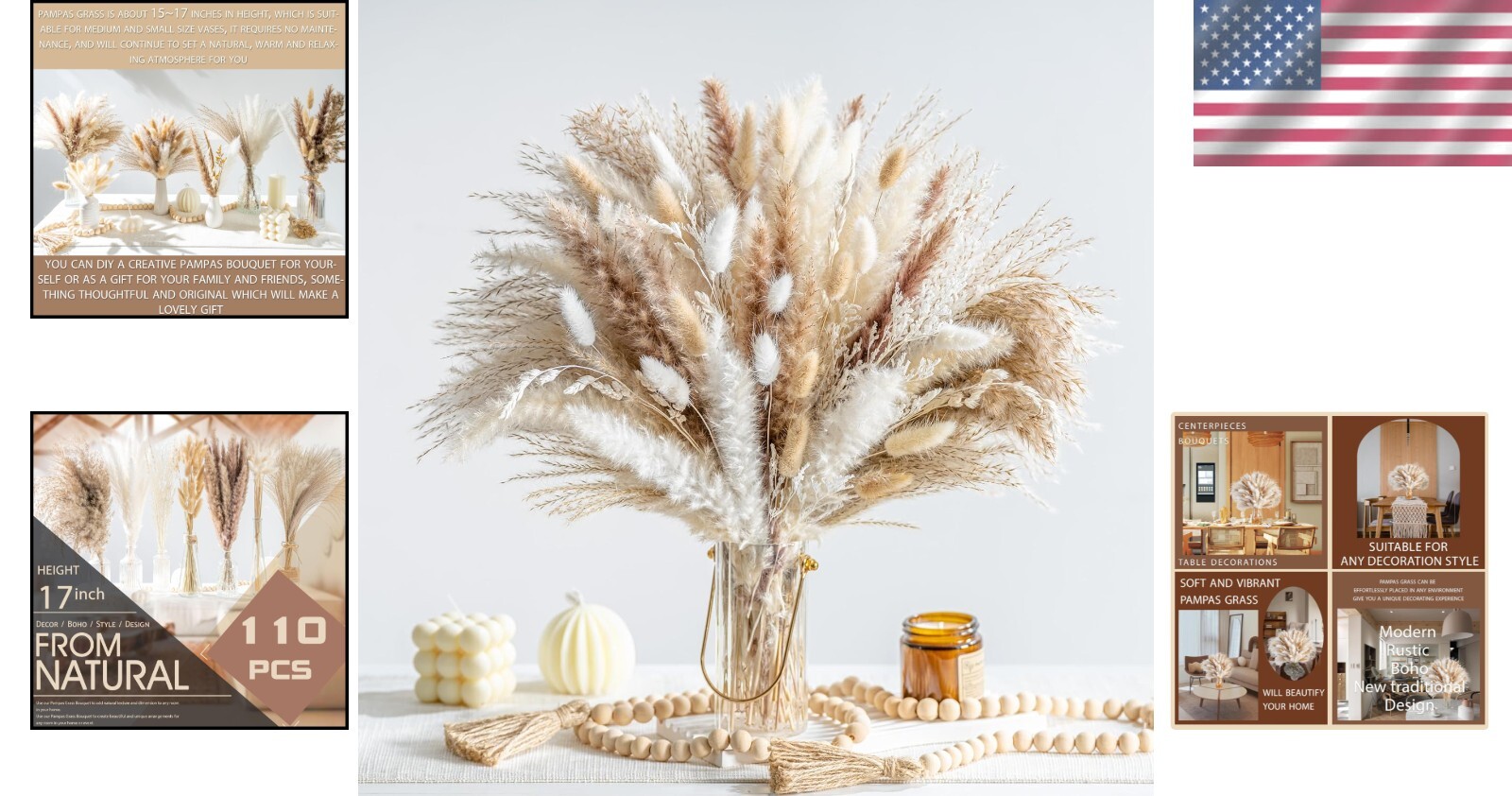 Natural Dried Pampas Grass 130PCS – Perfect for Eco-Friendly Weddings & Events