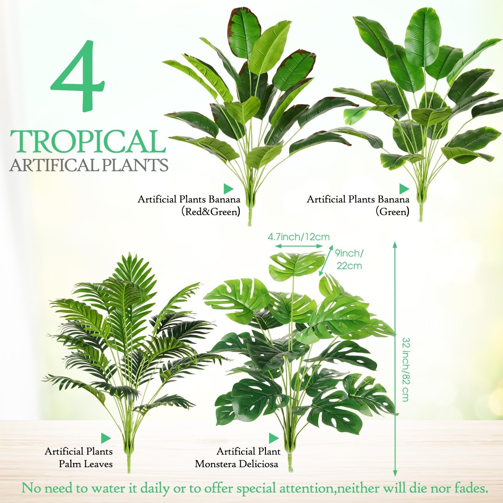 4 Pieces Tall Artificial Plants for Home Decor Indoor 32 Inch Tropical Artifi…