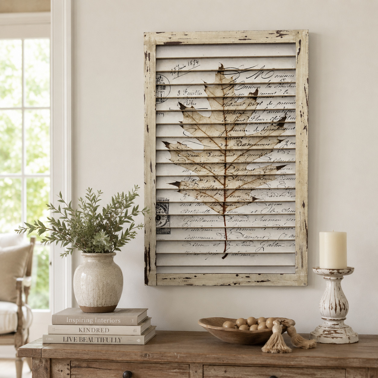 24″ Maple Leaf Window Shutter Wall Decor