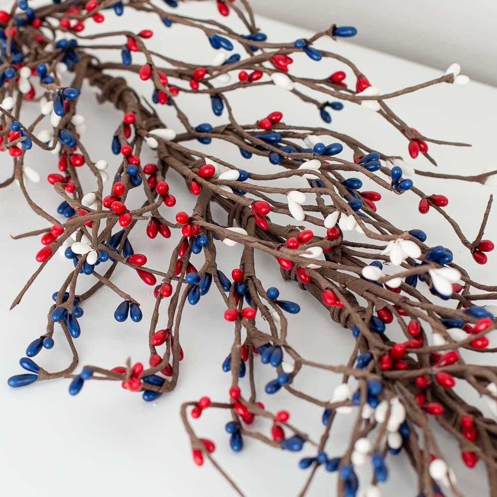 54″ Long Americana Red, White, and Blue Pip Berry Garland