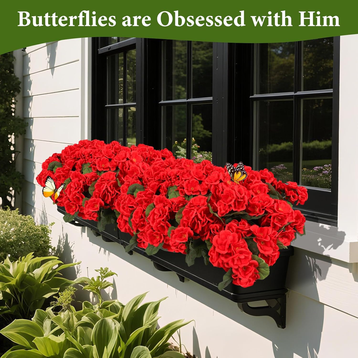 8 Pcs Artificial Geranium Flowers for Outdoors Geranium Silk Red Flower Outdoor