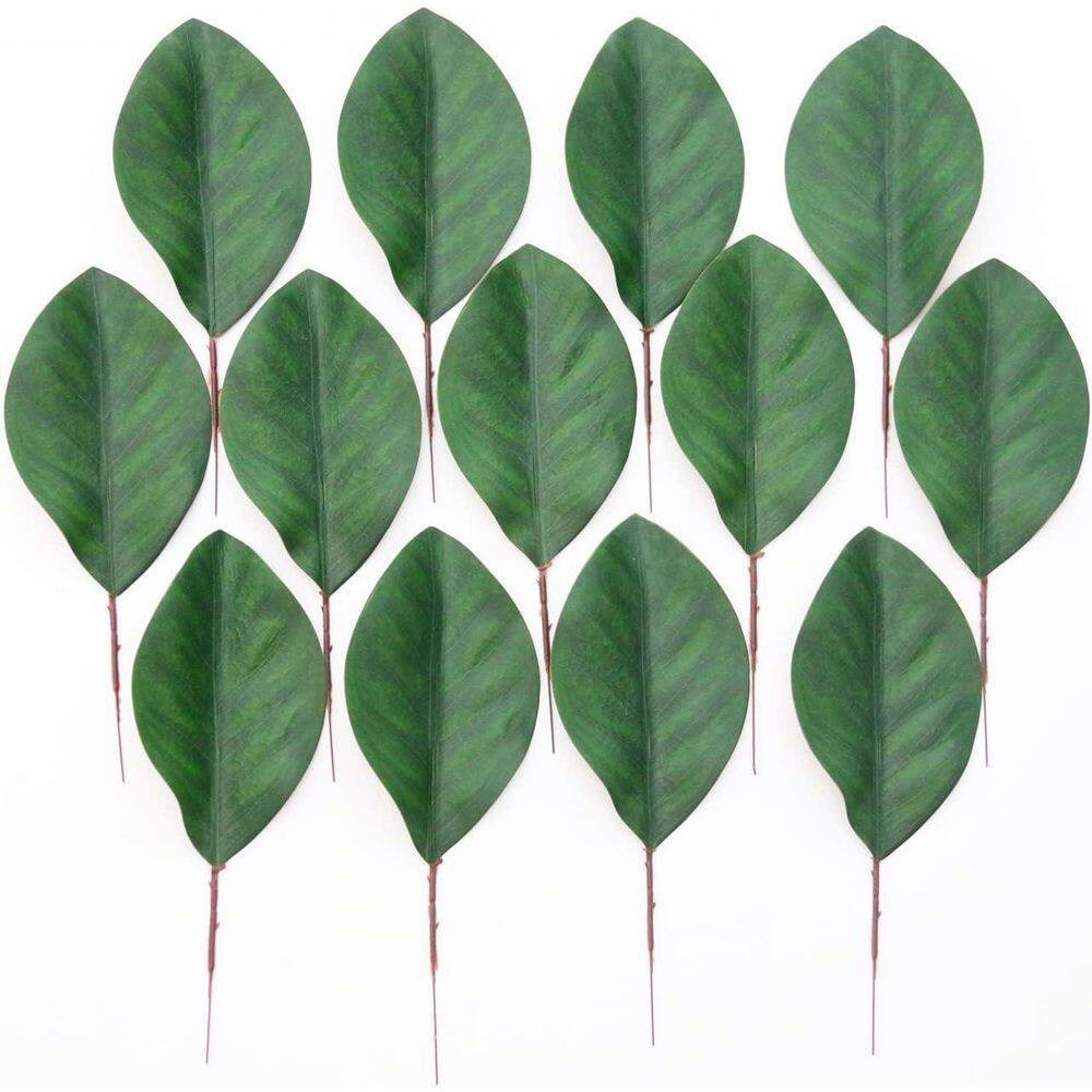 40 In. Artificial Green Magnolia Leaves Indoor Outdoor Decorative Plant for Wedd