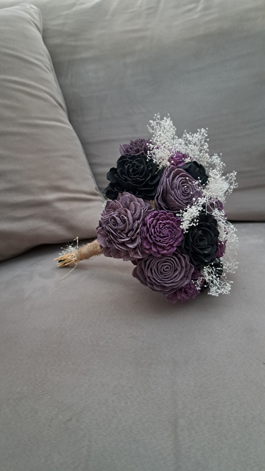 Sola Wood Flower Arrangement Purple And Black Home Decor Gift