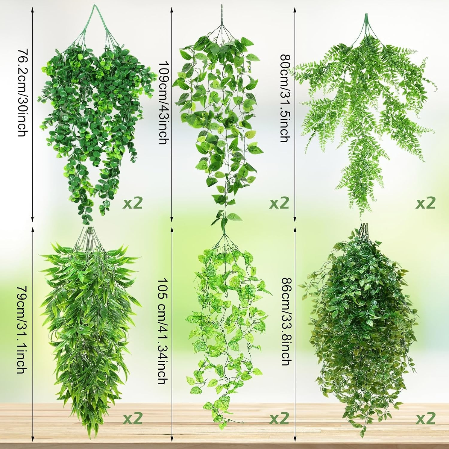 32-Inch 12-Pcs Artificial Hanging Plants, Lifelike Ivy Vines for All Spaces
