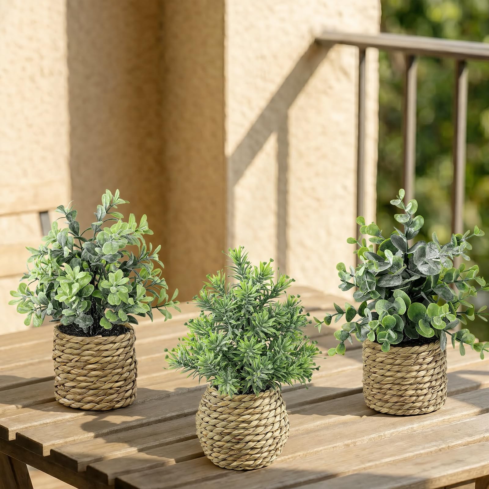 Small Fake Potted Plants: 9 Inches Artificial Plants with Seagrass Handwoven …