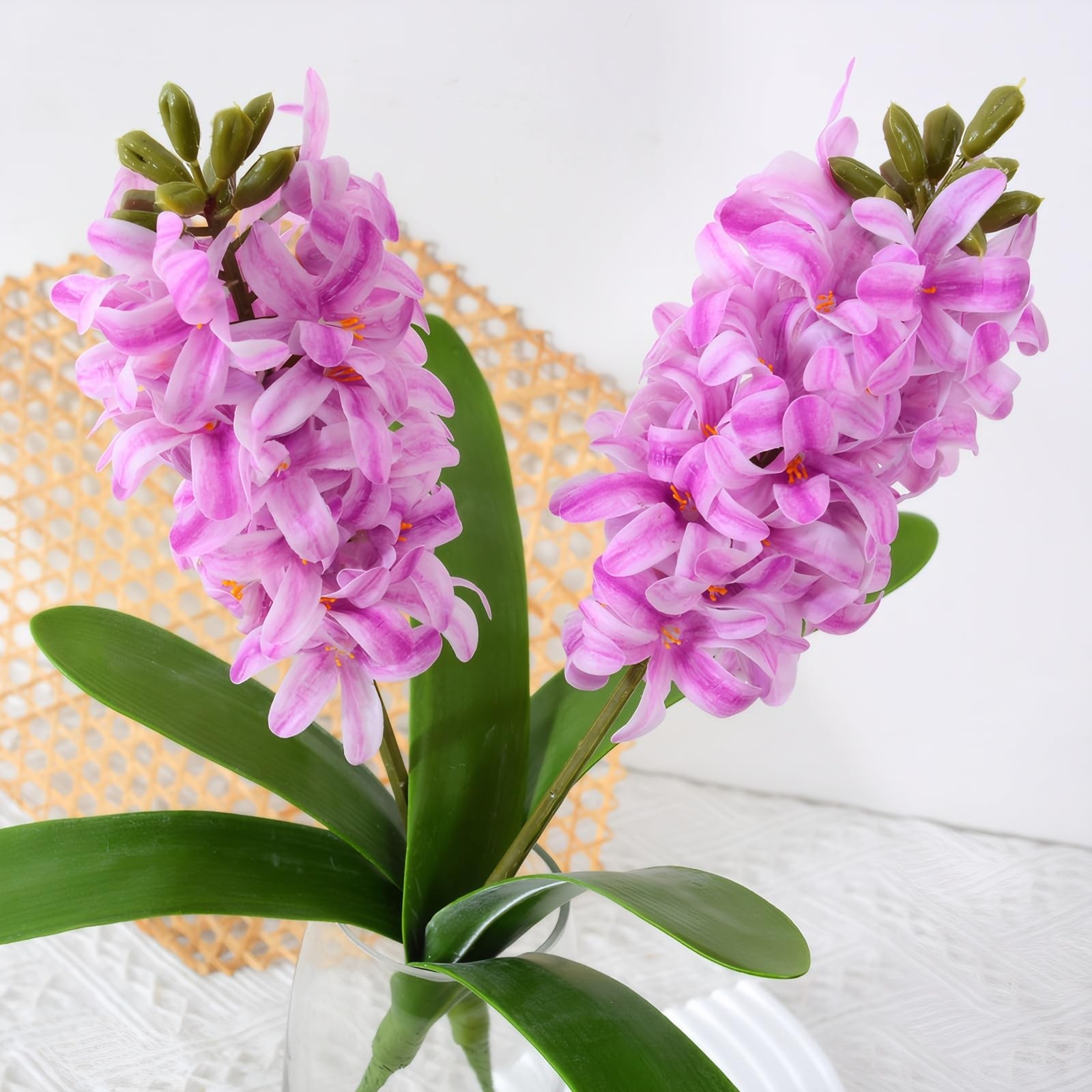 2pcs Artificial Hyacinth Hydrangea Flowers 16″ Real Touch Purple Fake Hyacint…