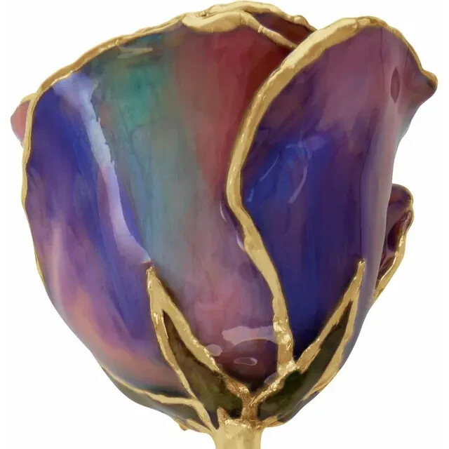 Genuine 24K Gold Purple Opal Colored Rose
