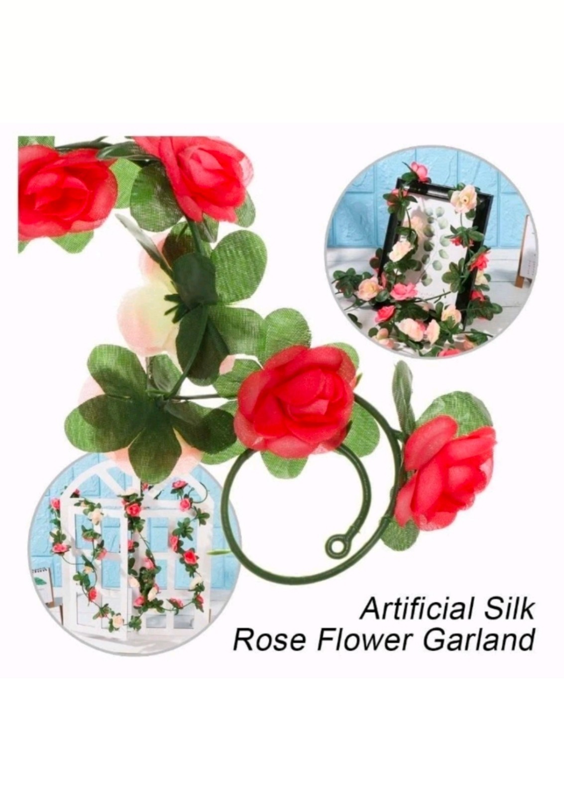 5PCS Fake Flower Garland, Silk Flower Vine, Artificial Flower Garlands, Rose..