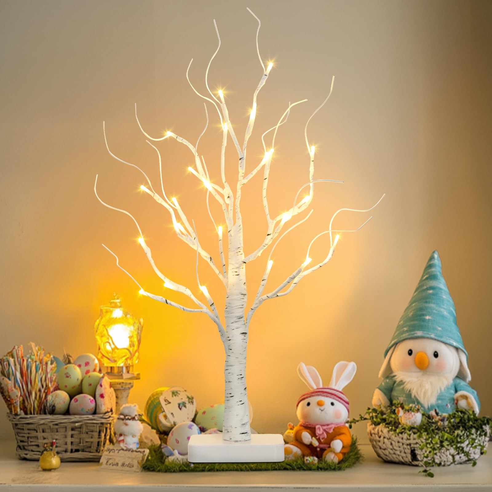 “Birch Tree LED Lights Battery Operated Mini Decor for Christmas Table