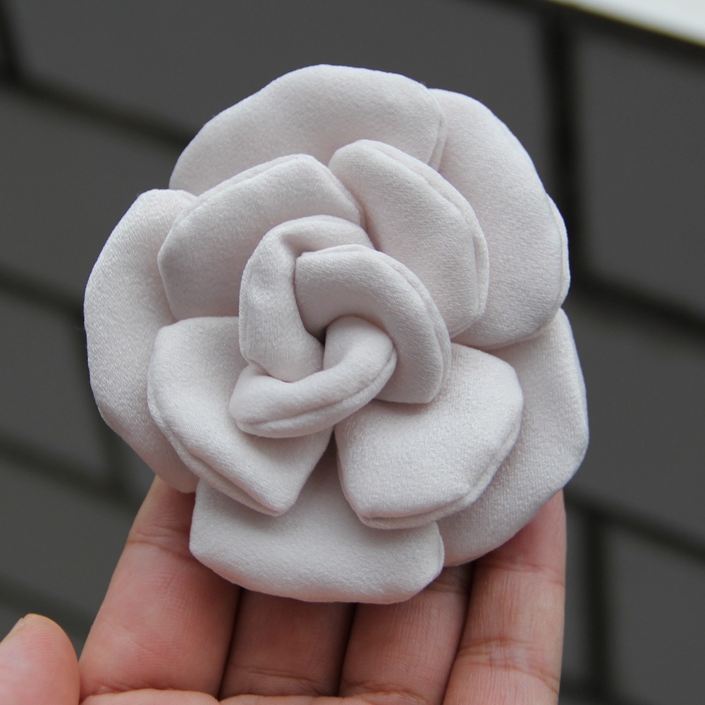 8cm Colorful Handmade Fabric Camellia Flowers Burned Edge Camellia For Crafts