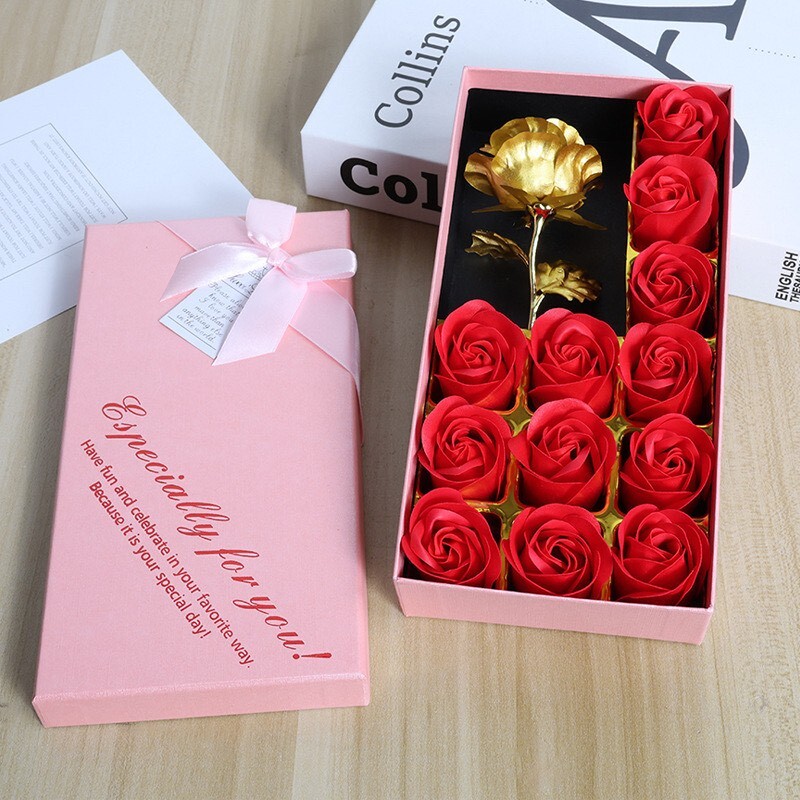 24K Red Rose Flower Gold Dipped Rose 24K Forever Rose with Gift Box and Bag gift