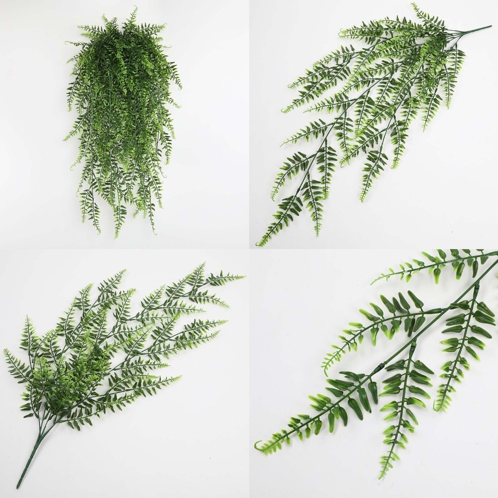 Artificial Vine Wall Hanging Decor Green Plastic Persian Leaf Rattan Style