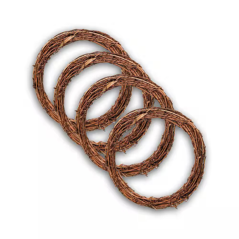 1 In. Brown Artificial Vine Set 4-Pieces Natural Grapevine Wreath Rustic Decorat