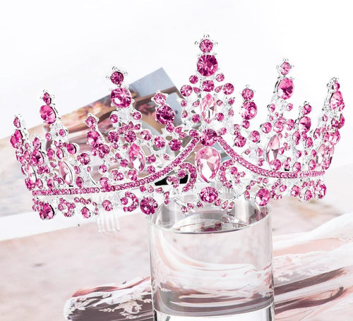 TOBATOBA Queen Crown for Women Crystal Princess Tiaras Rhinestone Pink