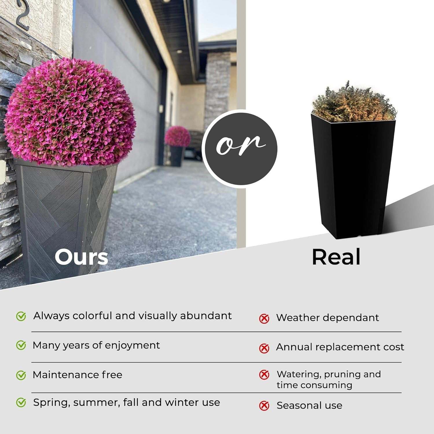 Hot Pink XL Faux Topiary Balls – Set of 2 (23″ Decorative Accent)