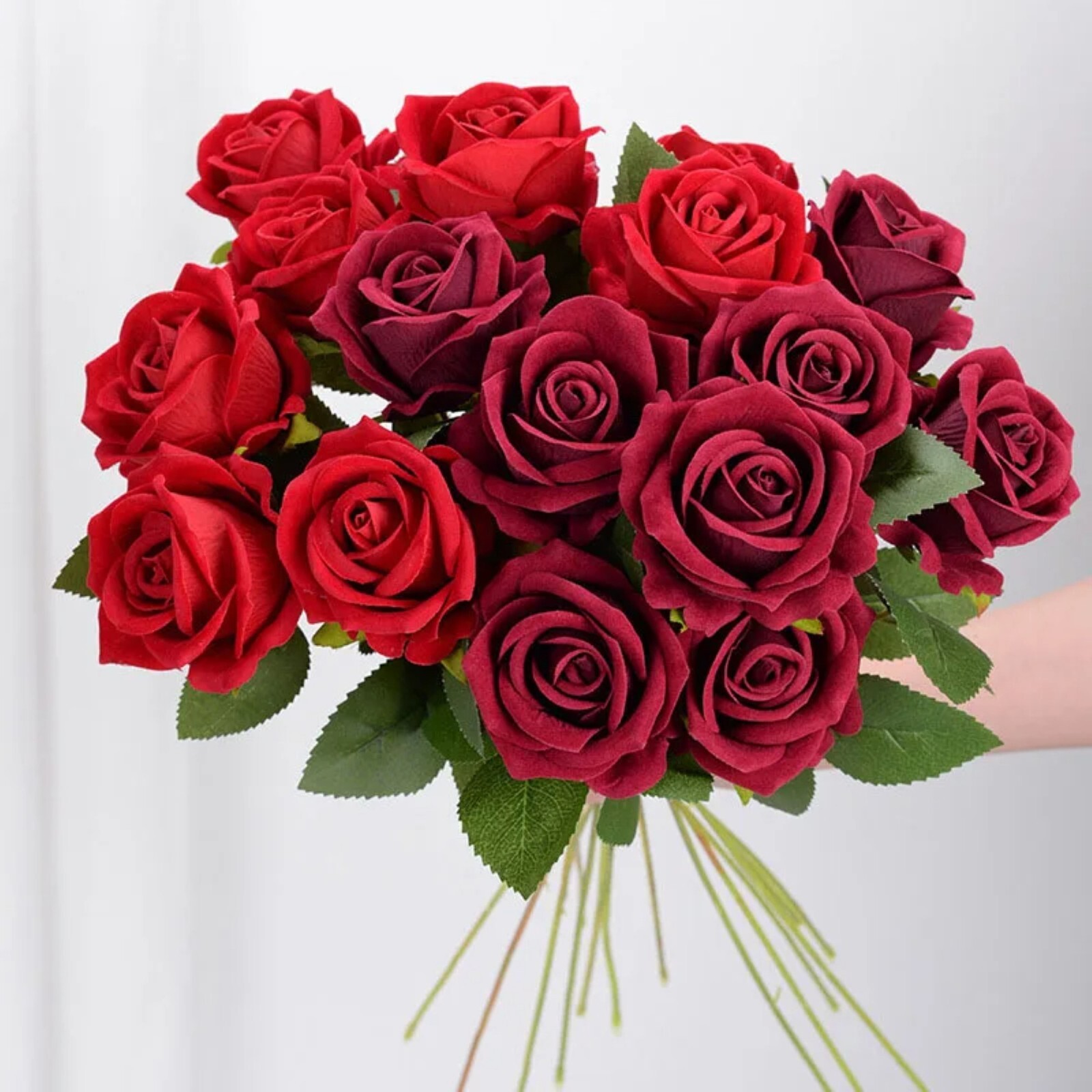 20× Red Roses Artificial Flowers Realistic Bouquet Home Decor Valentine Gifts US