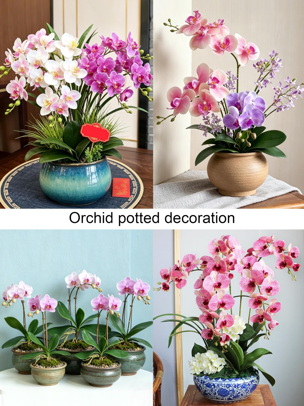 Forlaoers 2pcs Real Touch Orchid Stems Green Fake Leaves Phalaenopsis Orchids