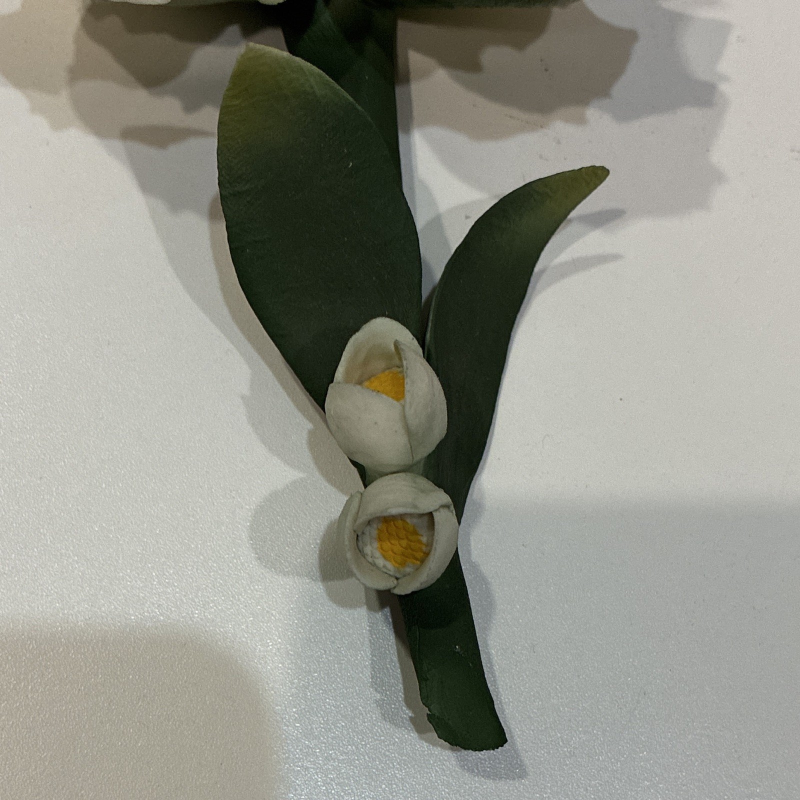 C.E.S.A.R. Capodimonte by Sarrastano Porcelain Artificial White Flower Stem RARE