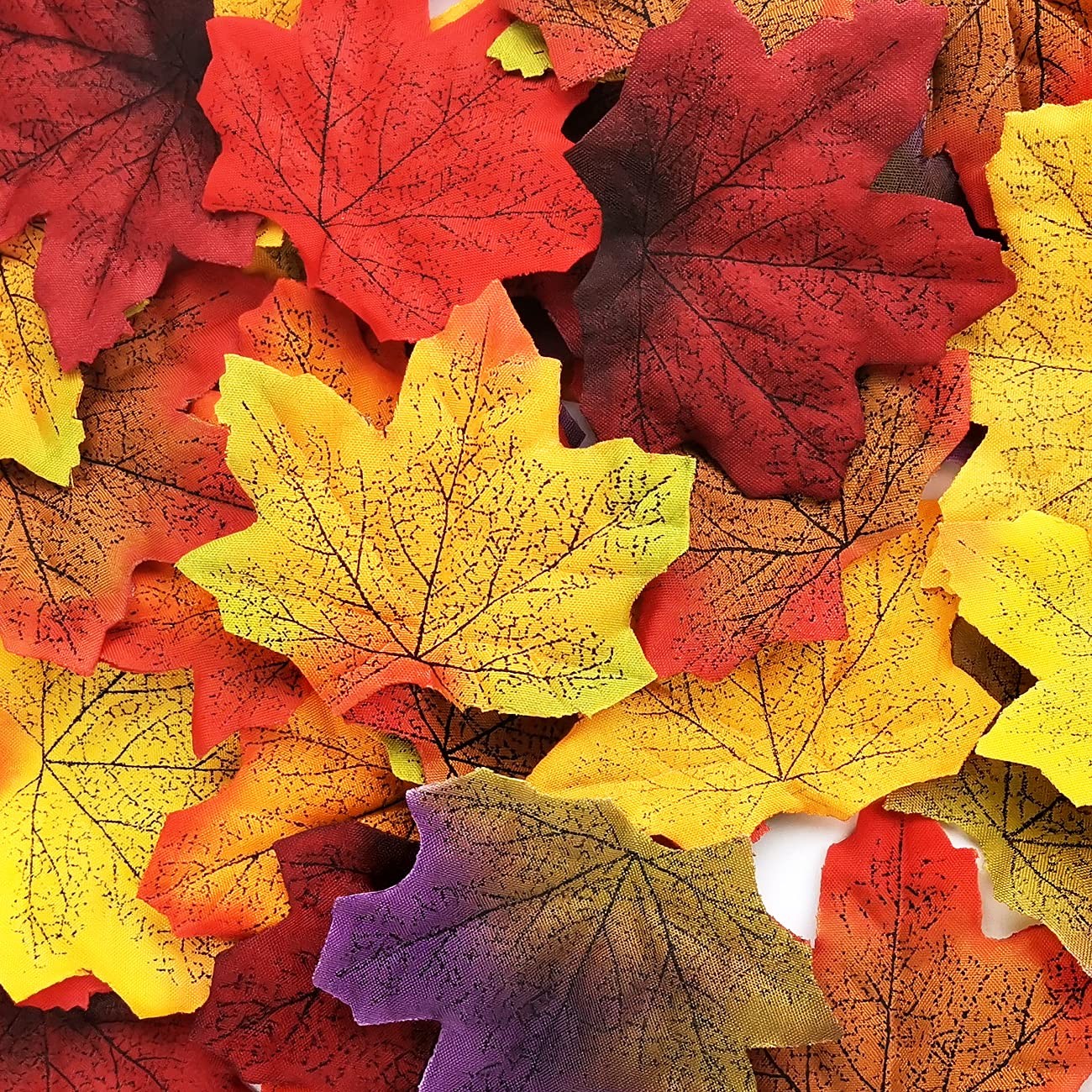450 Pcs 9 Colors Artificial Fall Leaves Decoration Fake Maple Halloween Party