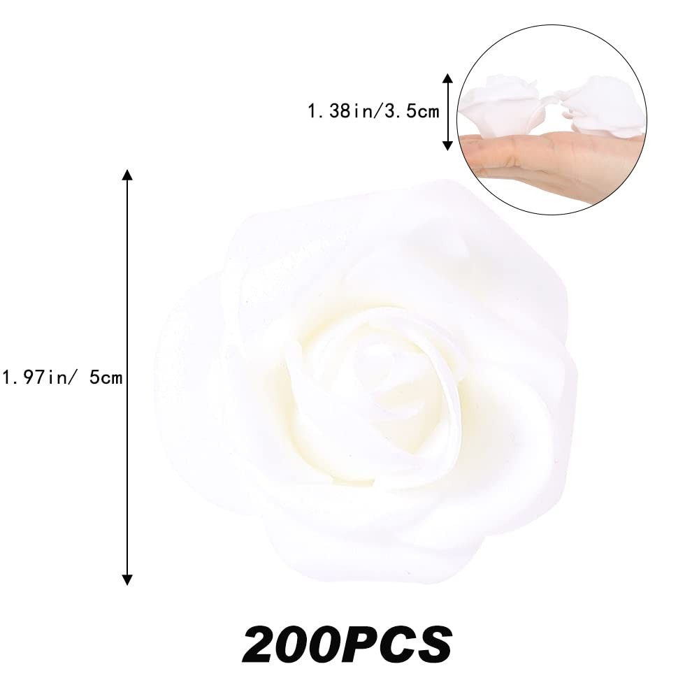 Rose Flower Heads,200Pcs Foam Flowers 1.97in Foam Roses Black and White Fake …