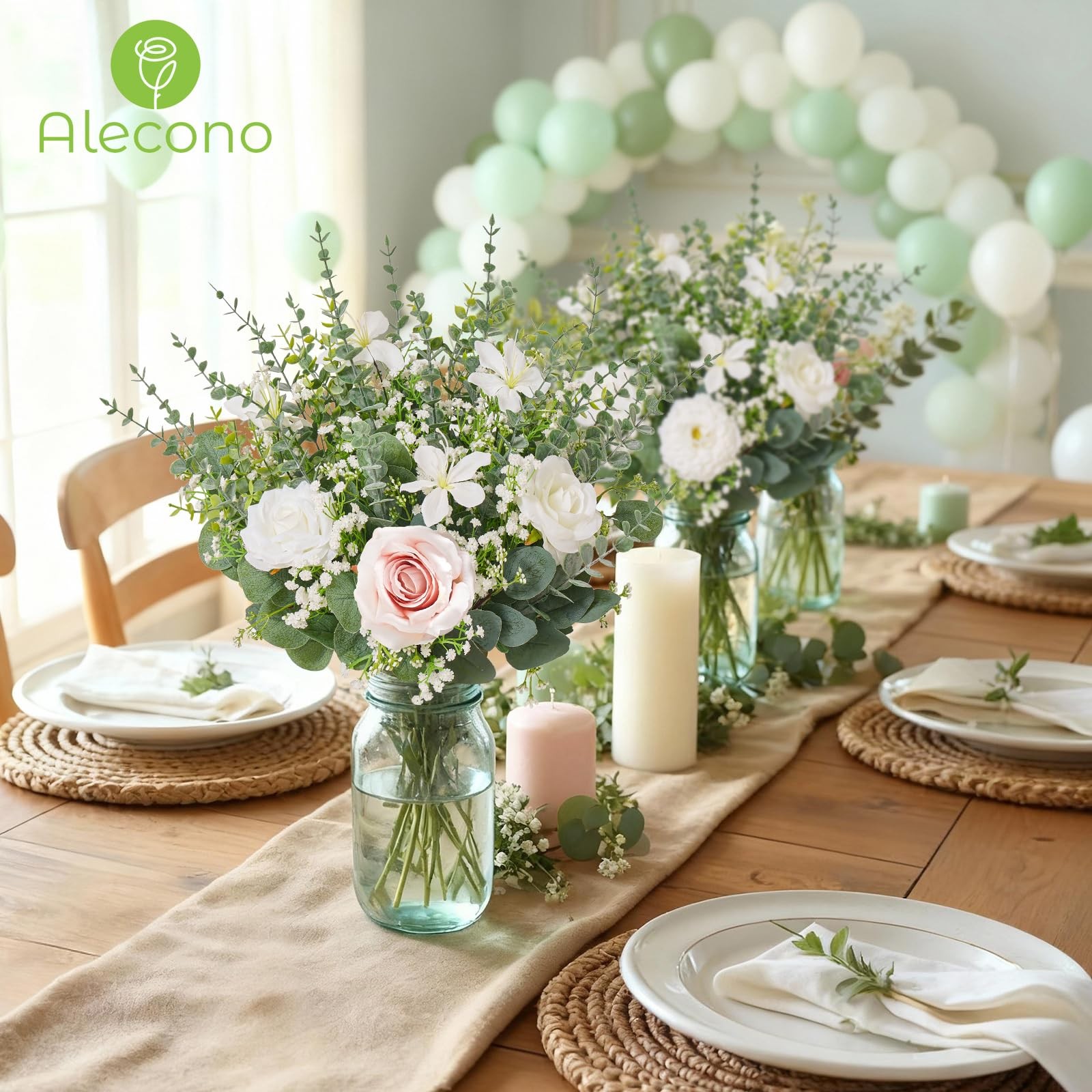 5 Kinds Mixed Artificial Greenery Eucalyptus Stems Bulk, Babys Breath Artific…