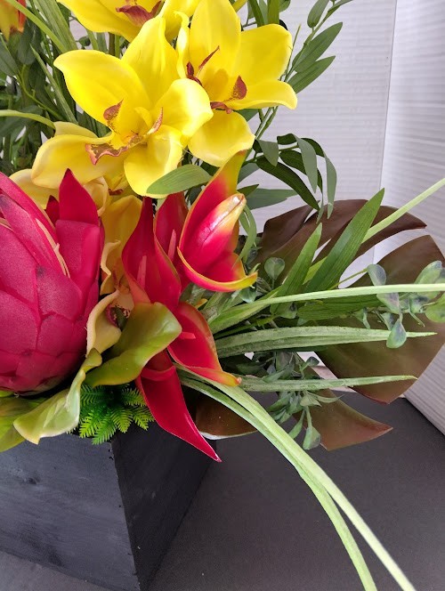 Artificial tropical floral arrangement