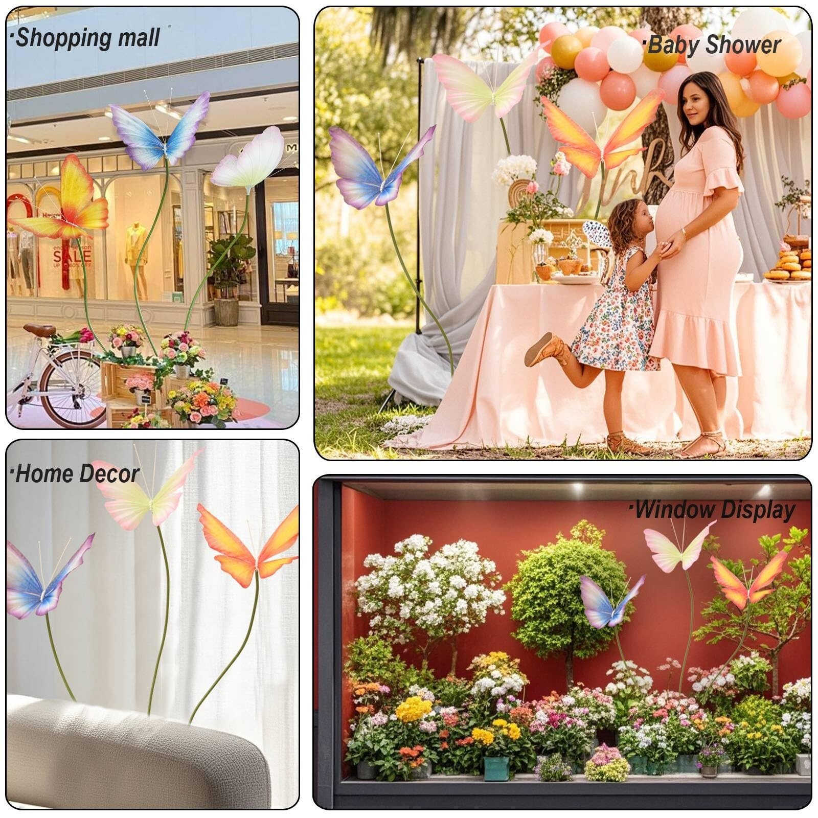 3Pcs Large Silk Butterfly Decorations,Big Butterfly Decoration with Standing …