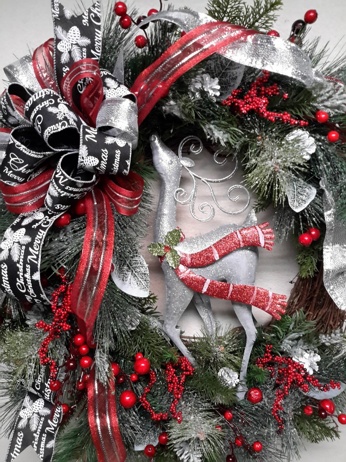 Winter Wreath Christmas Deer Door Decoration Woodsy Wreath SALE