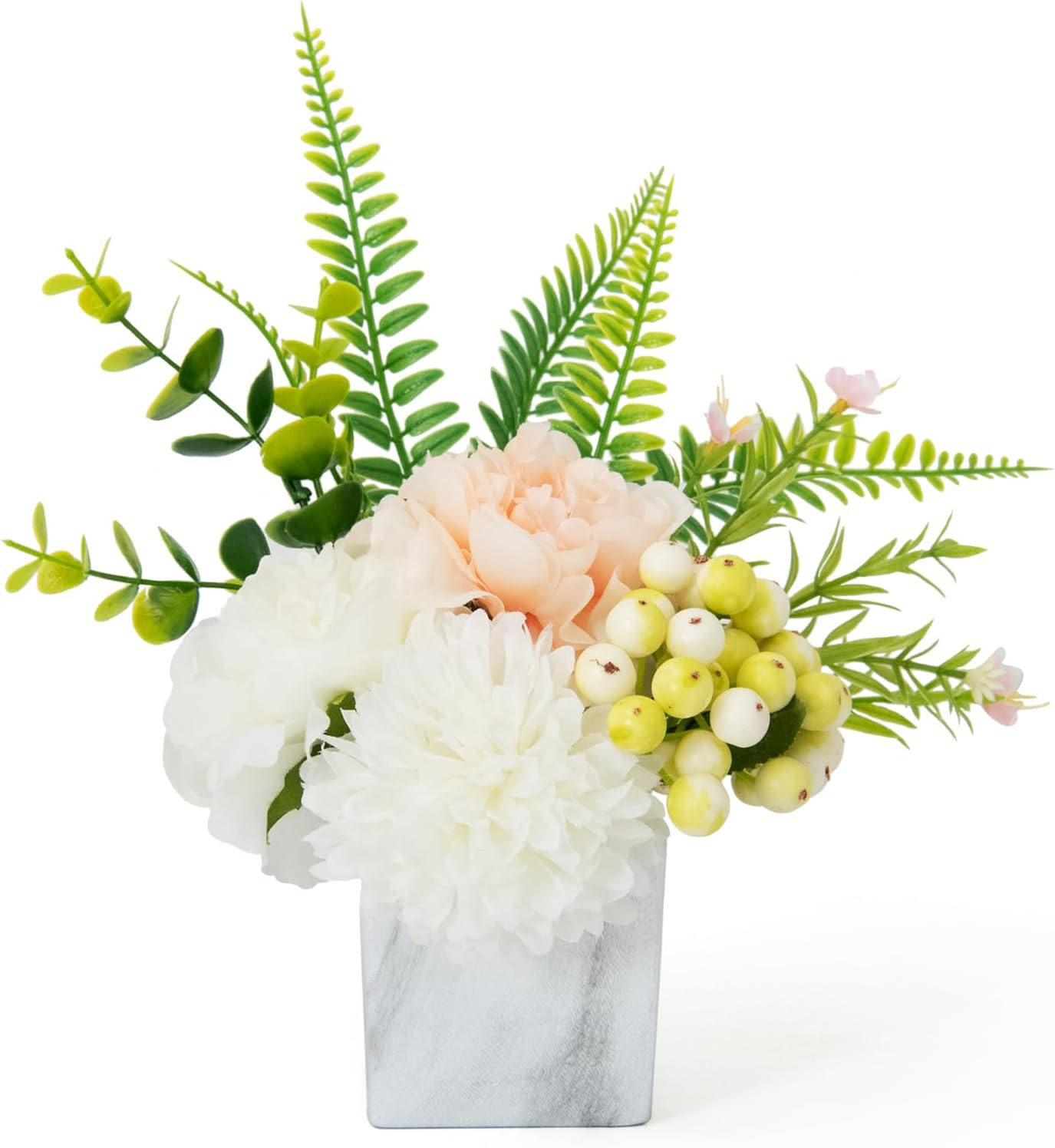 Artificial Hydrangea & Peony Flowers in Ceramic Vase Table Centerpiece Home Deco